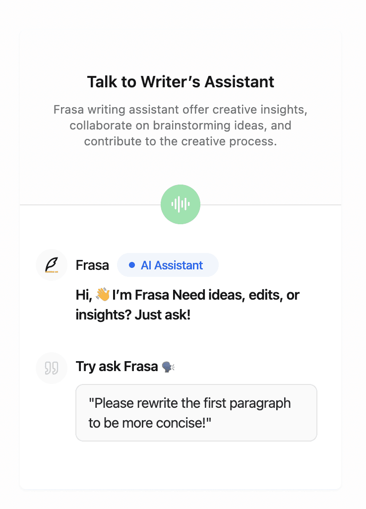 Writing Assistant interface showing AI-powered suggestions