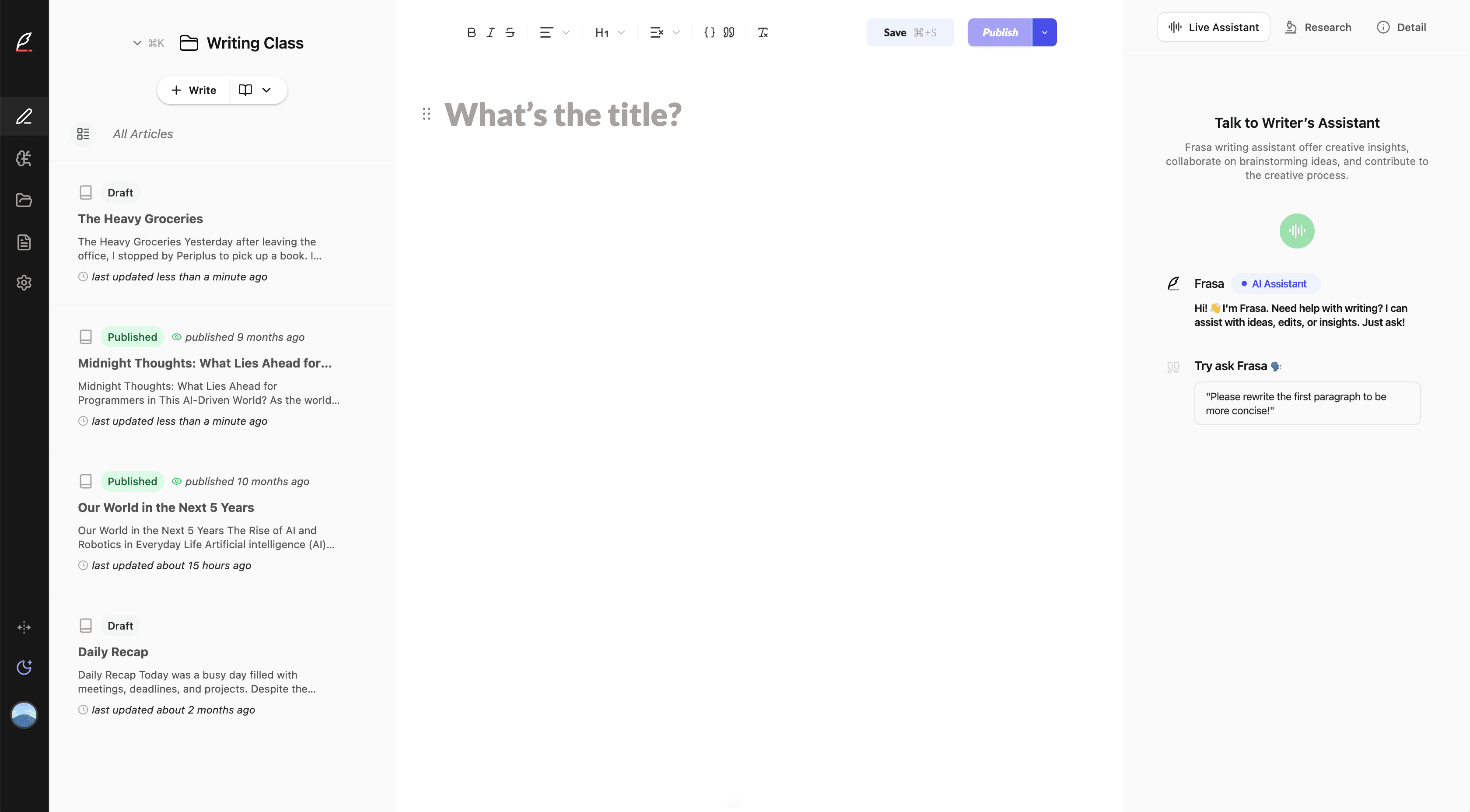 Frasa application preview